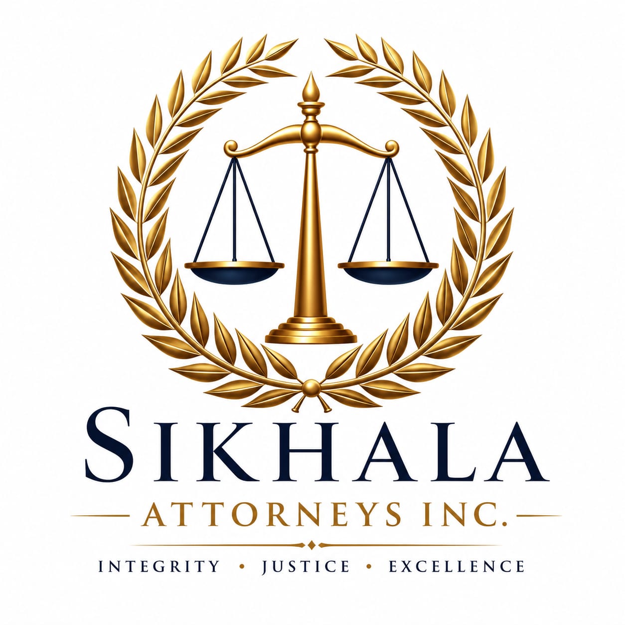 Sikhala Attorneys Inc. gold scales of justice logo